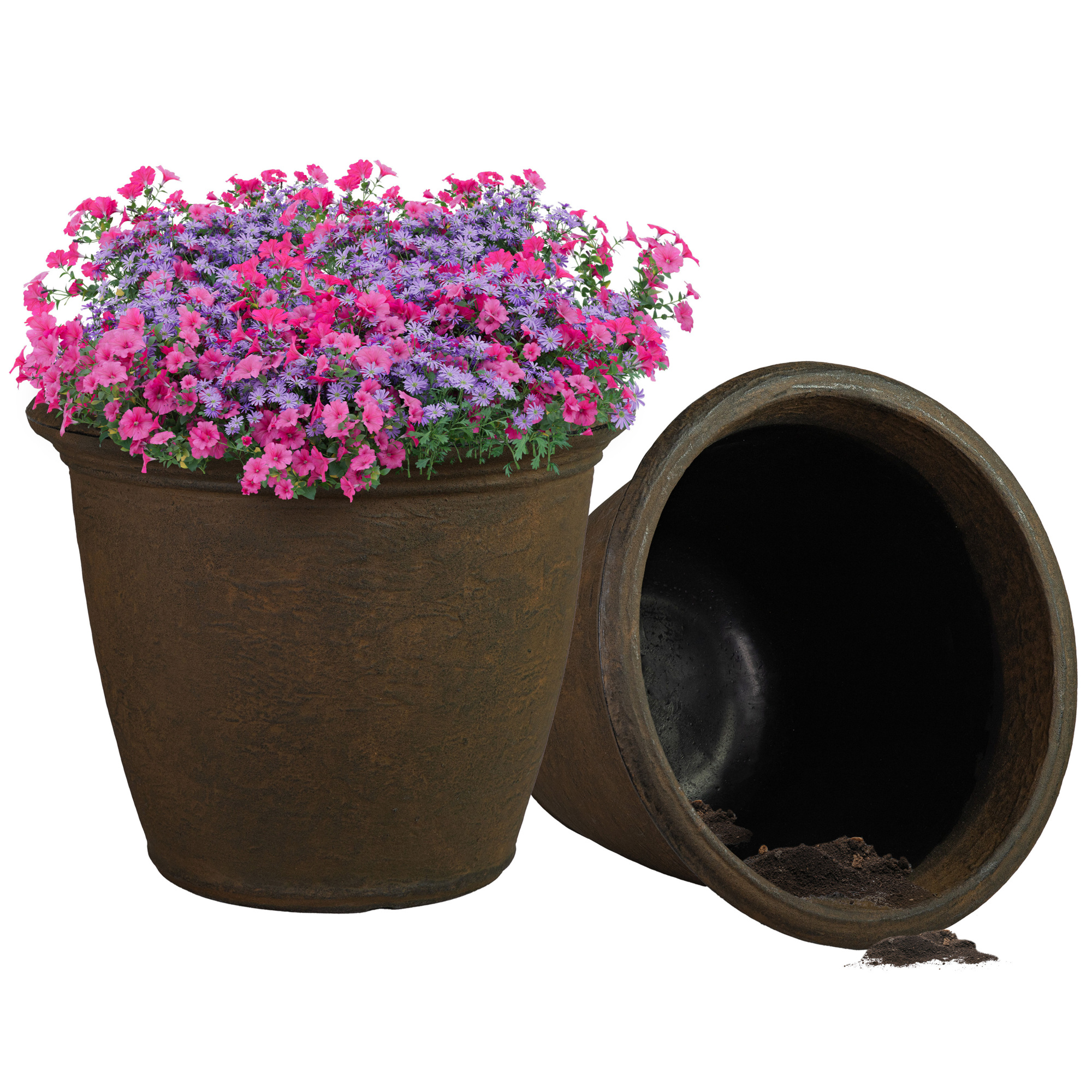 Sunnydaze Weather-Resistant Double-Walled Anjelica Outdoor Flower Pot Planter — 20in., Rust Finish, Model# DG-148-2PK